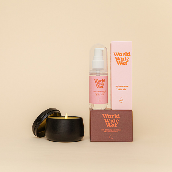 Kit All Night Long - vela de masaje y lubricante de agua con aloe